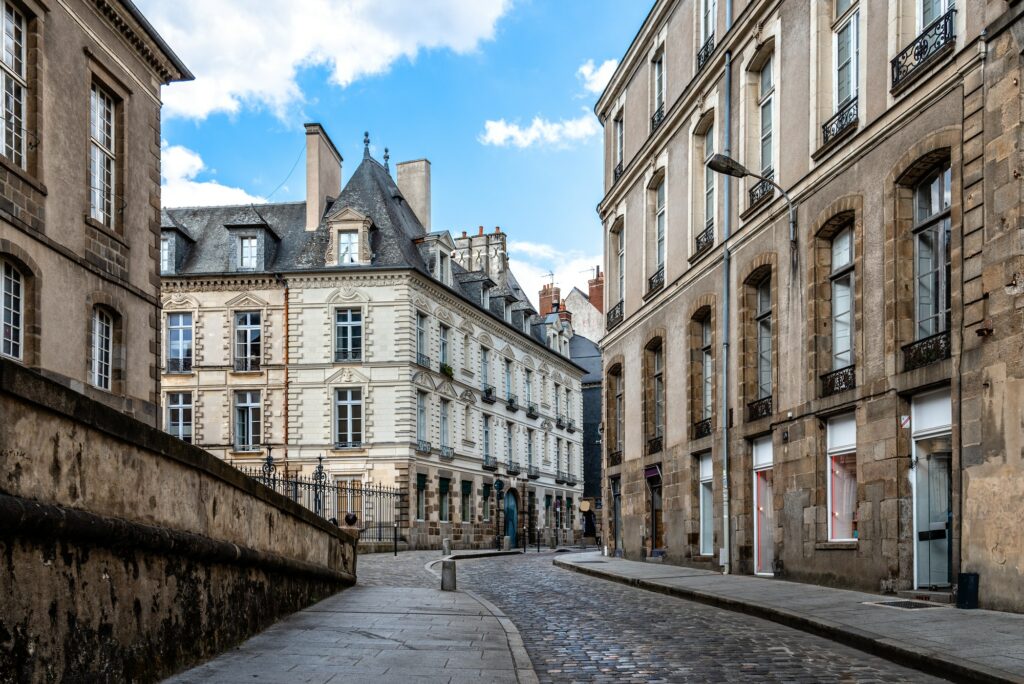 Scenic view of the town of Rennes, the capital of French Brittany.